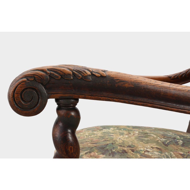 Antique 17th Century Walnut Armchair with Tapestry Upholstery, United Kingdom For Sale - Image 4 of 14