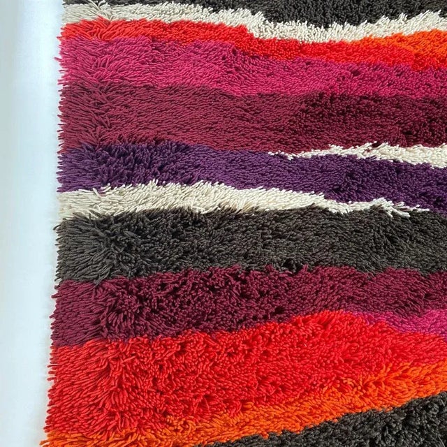 Vintage Dutch Colorful Stripes Panton Style High Pile Rug by Desso, 1970s For Sale - Image 13 of 18