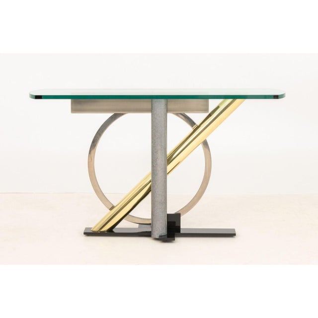 Brass Kaizo Oto for Dia Geometric Console Table For Sale - Image 8 of 10