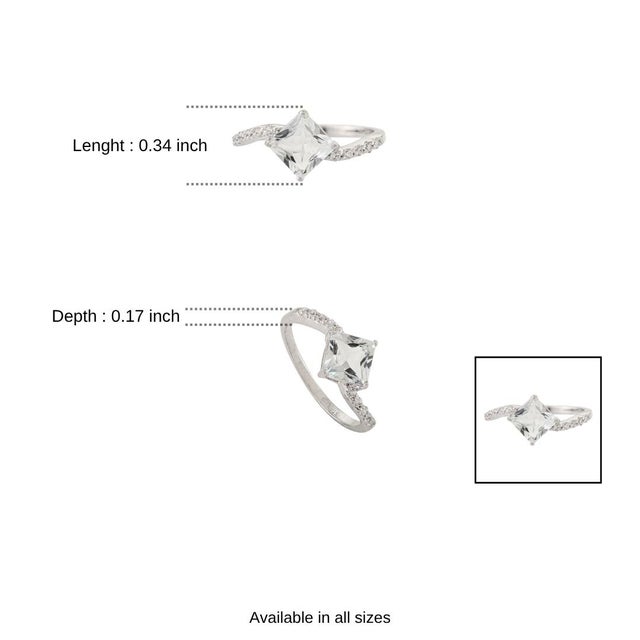 925 Silver Minimalist Square Cut Aquamarine Wave Band Ring - Size 7 For Sale - Image 9 of 10