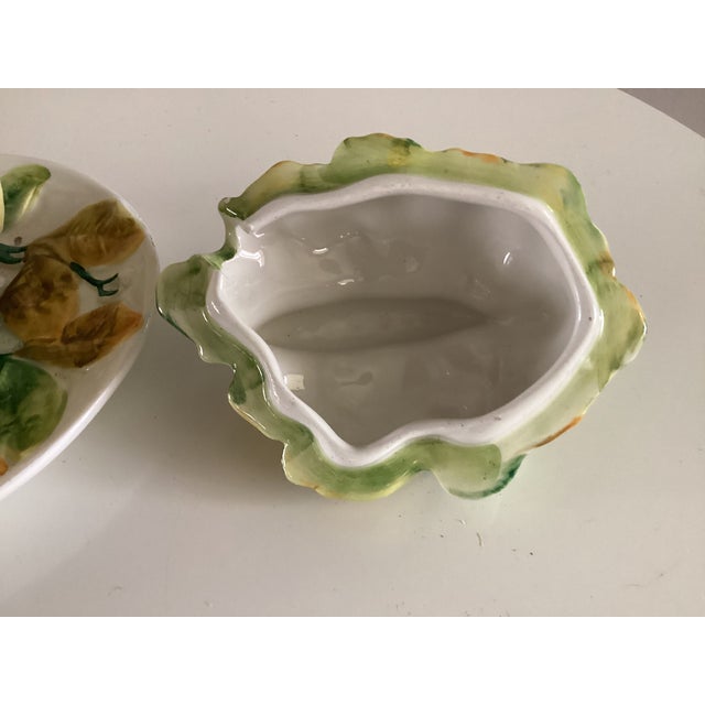 Vintage Vegetable Shape Covered Serving Dish Featuring Corn and Peas - Made in Italy For Sale - Image 10 of 11