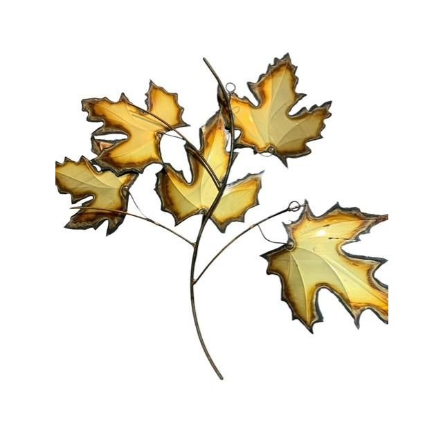 1960s Vintage Metal Wall Art Brass Maple Leaf Wall Sculptures – Pair For Sale - Image 5 of 8