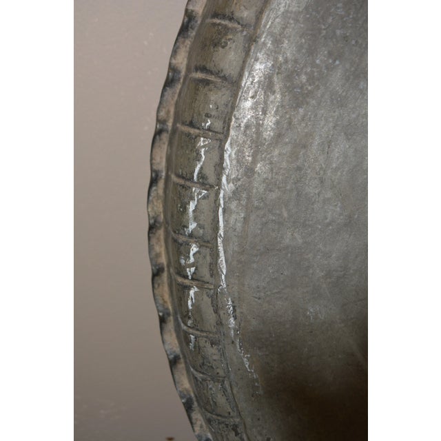 Vintage Middle Eastern Large Ornate Metal / Copper Fluted Edge Chai Tea Tray / Wall Decor For Sale - Image 11 of 14