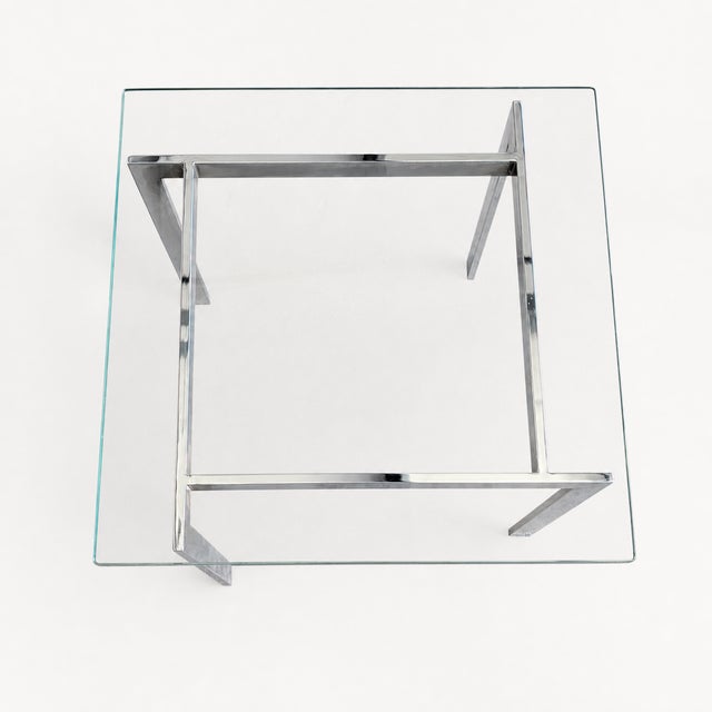 Vintage Modernist Chrome and Clear Glass Square Side Table For Sale - Image 13 of 17