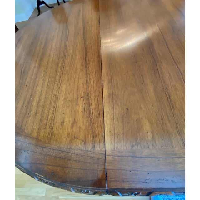 2000 - 2009 Hand Carved Solid Wood, Round Expandable Dining Table For Sale - Image 5 of 7