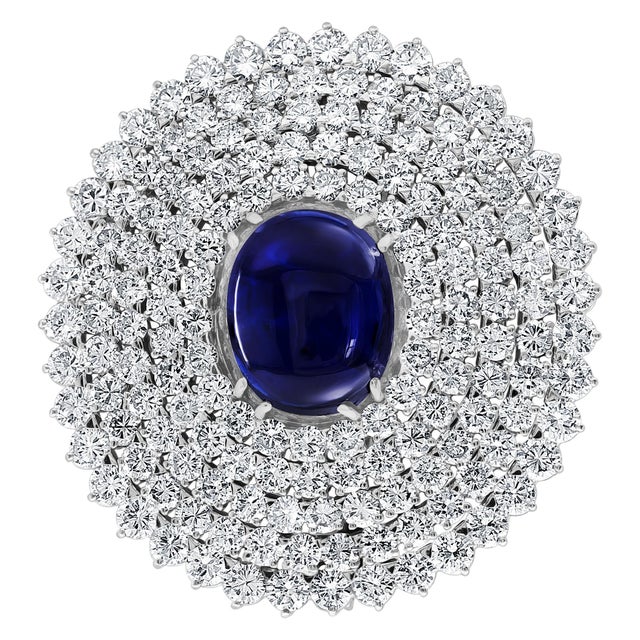 GIA Certified 18.41 Ct Sapphire & 21 Ct Diamond VVS/E-F Color Pin Set 18 KWG For Sale - Image 14 of 18