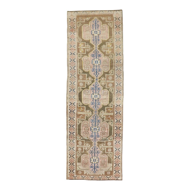 Narrow Short Vintage Turkish Anatolian Runner rug no.j5149 For Sale