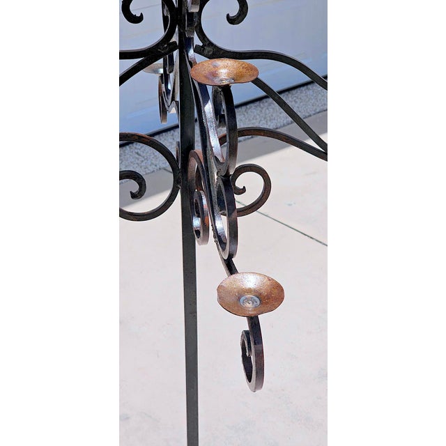 Monumental 13-Light Mexican Hand-Forged Wrought Iron Floor Candelabra – Spanish Colonial Hacienda Style, 65” Tall For Sale - Image 13 of 18
