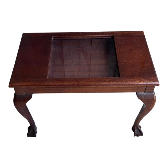 Antique Chippendale-Style Mahogany Vitrine / Display Table on Ball-and-Claw Feet For Sale