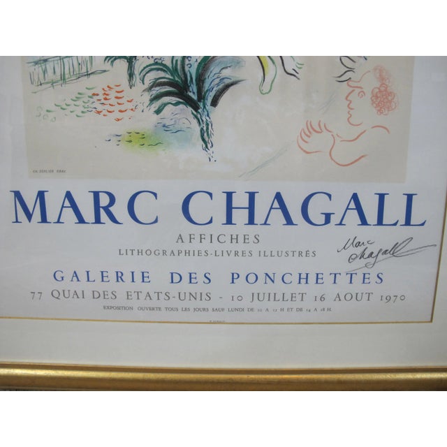 Marc Chagall Homage Marc Chagall Ville De Nice Signed Framed Ponchettes Exhibition Poster For Sale - Image 4 of 8
