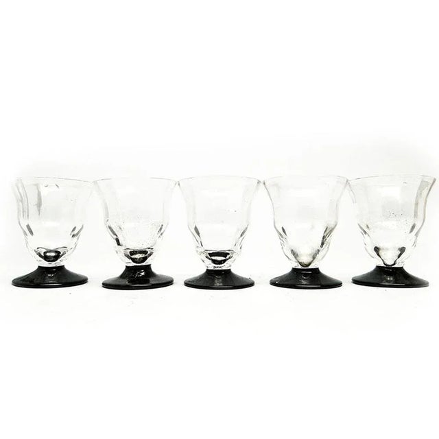 Art Deco Vodka Shot Glasses attributed to Krosno Glassworks, Poland, 1950s, Set of 6, in Worn conditions. Designed 1950 to...
