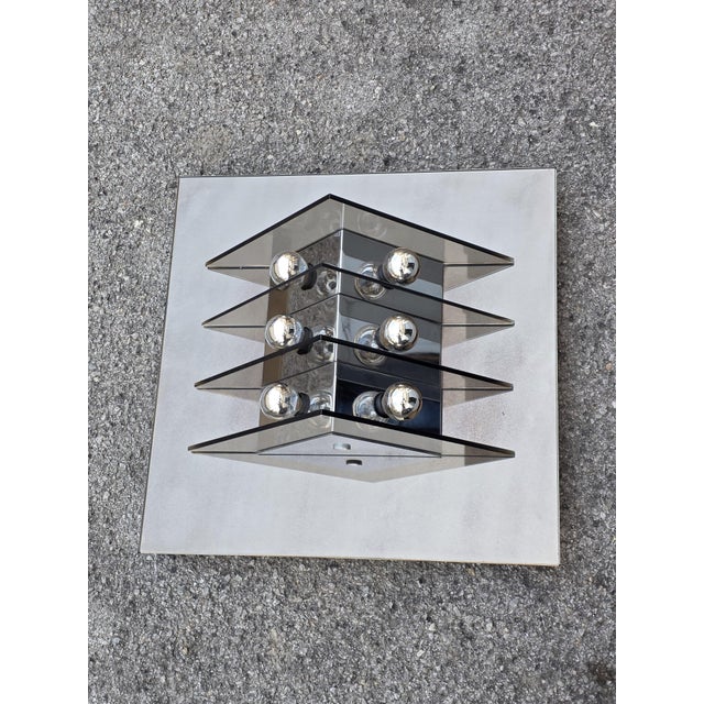 Sculptural Light Panel in Crystal and Steel from Veca, 1970s For Sale - Image 10 of 10