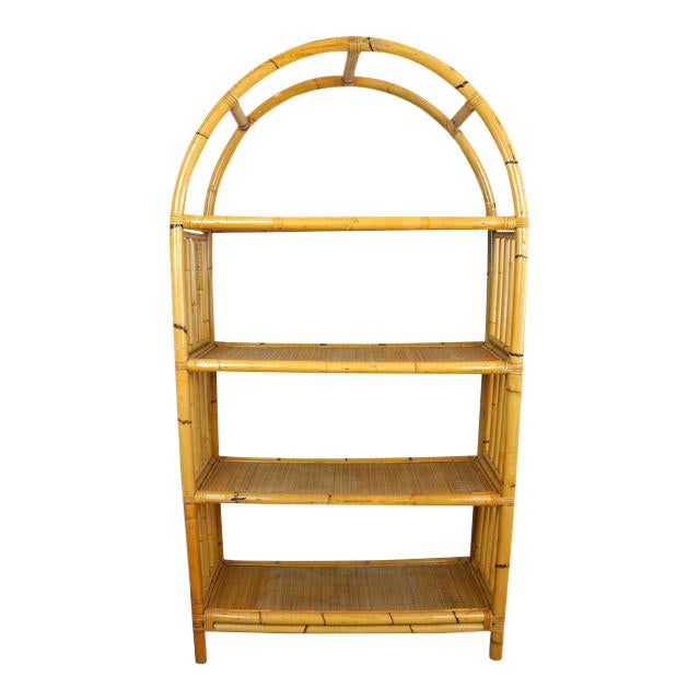 Mid Century Rattan Etagere Shelving Unit Chairish