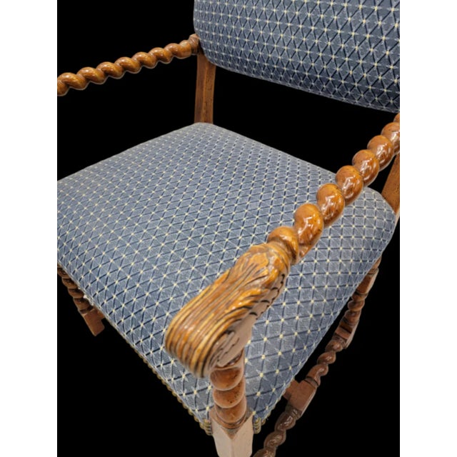 Wood Vintage English Oak Barley Twist Dining Chairs by Baker Furniture - Set of 6 For Sale - Image 7 of 8