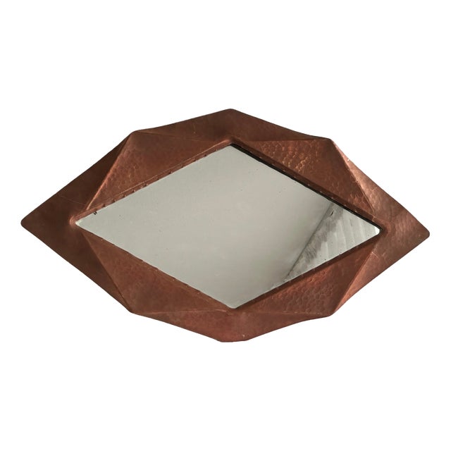 Dutch Art Deco Hand-Hammered Copper Mirror, 1920s For Sale