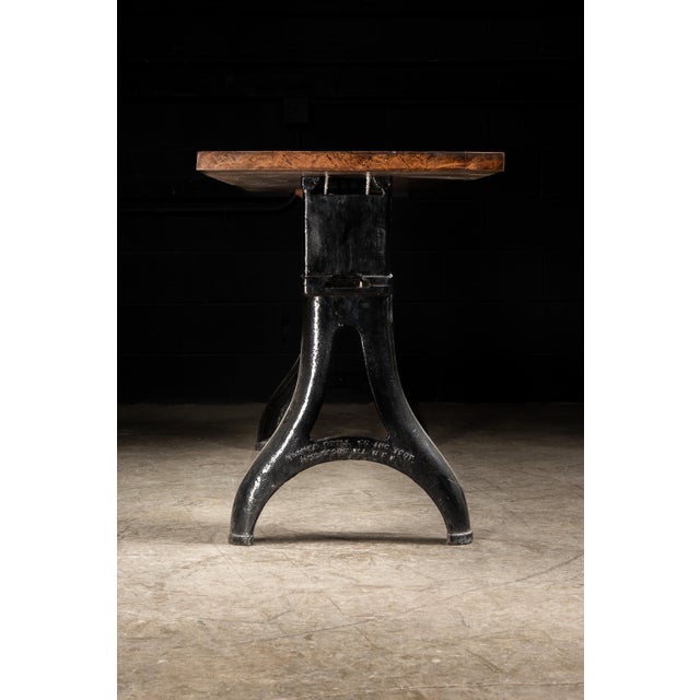 Brown Industrial Table on Antique Cast Iron Base For Sale - Image 8 of 15