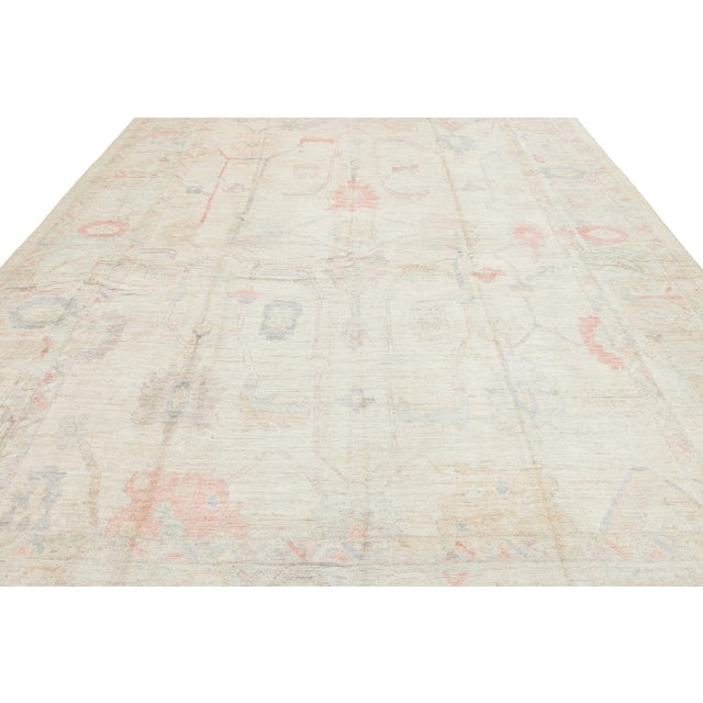 10x14 Ethereal Blush & Cream Modern Oushak Style Wool Area Rug For Sale - Image 4 of 12