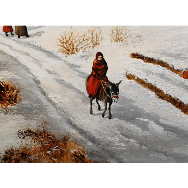 Flemish Artist, Winter Landscape, Oil Painting, Framed For Sale - Image 8 of 12