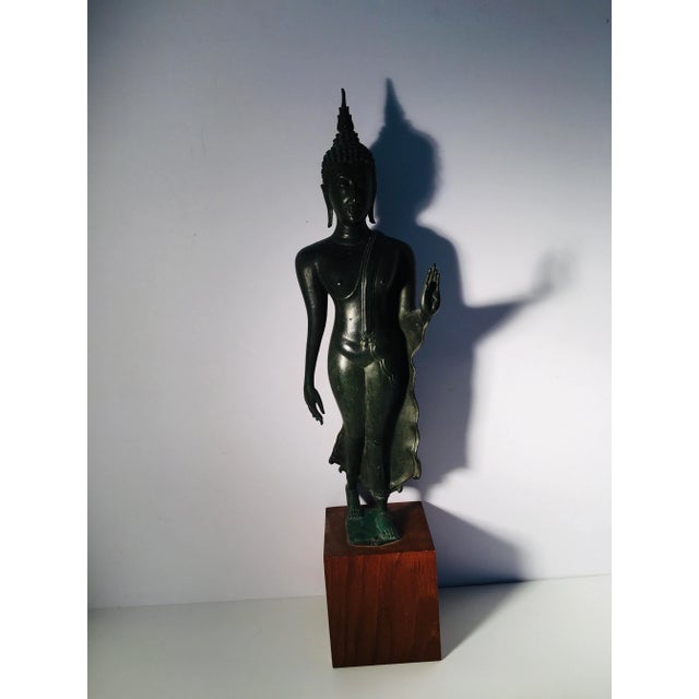 Asian Antique Early 20th Century Thai Bronze Buddha Sculpture For Sale - Image 3 of 10
