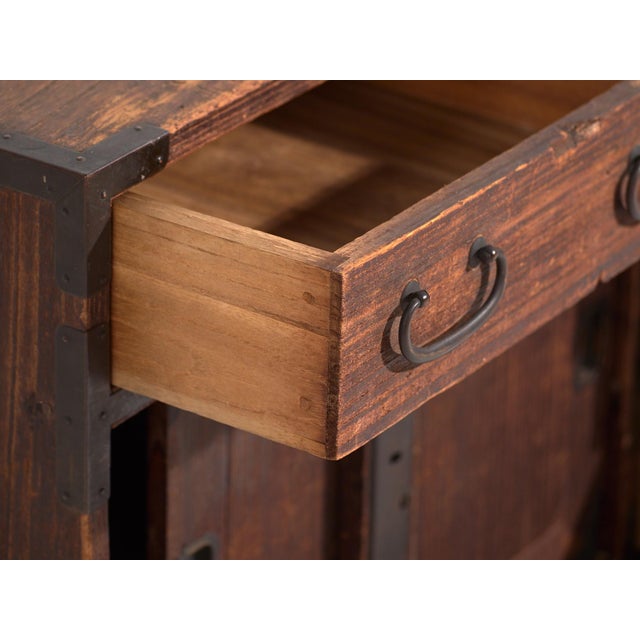 Wood Small Antique Japanese Tansu Cabinet, 1890s For Sale - Image 7 of 15