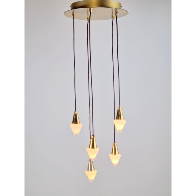 Glass and Brass Cascade Pendant Lamp by Schmidt Leuchten, 1970s For Sale - Image 4 of 14
