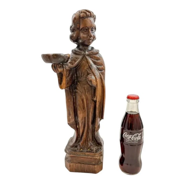 Italian Baroque Artist, Carved Altar Candlestick Figure, 1700s, Walnut For Sale - Image 4 of 16