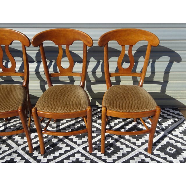 Wooden Chairs with Golden Velvet Top, 1980s, Set of 4 For Sale - Image 18 of 18