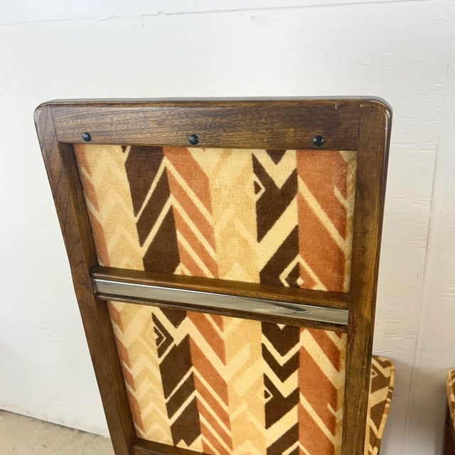 Vintage Modern Highback Dining Chairs With Retro Upholstery- Set of Six For Sale - Image 10 of 11