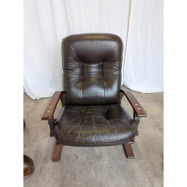 Mid-Century Modern Set of Vintage Panther Lounge Chair with Ottoman, 1970s For Sale - Image 3 of 18