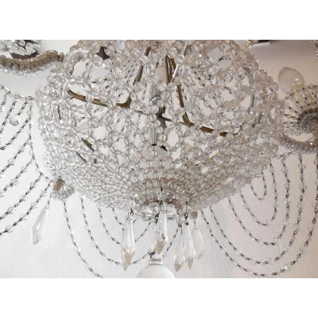 Italian Beaded Crystal Basket Silver Chandelier For Sale - Image 6 of 10