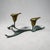 Vintage verdigris brass calla lily candle holder. Sculptural Art Nouveau style featuring two blooming calla lily flower...