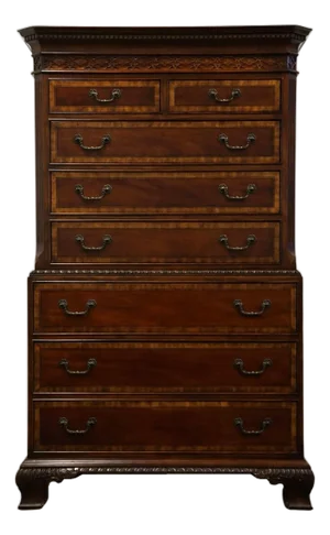Universal Furniture Banded Mahogany Biedermeier Traditional Victorian Style 45" Chest on Chest 609150