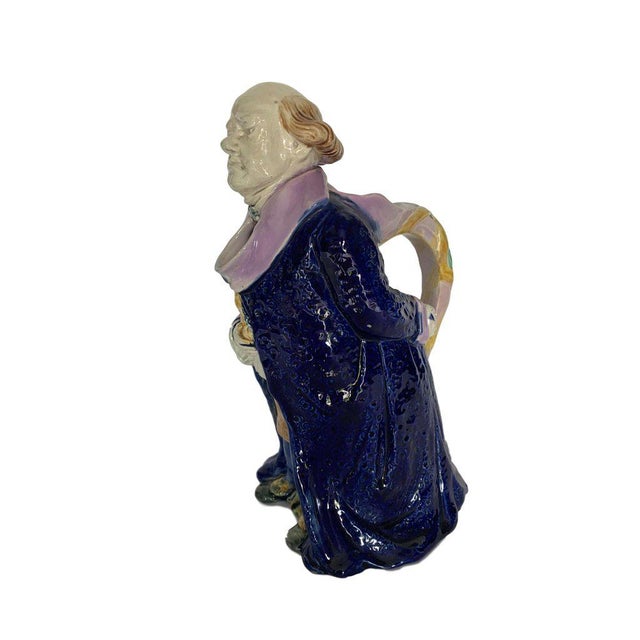 Joseph Holdcroft 1885 English Majolica Mr. Pickwick Large Pitcher For Sale - Image 4 of 7