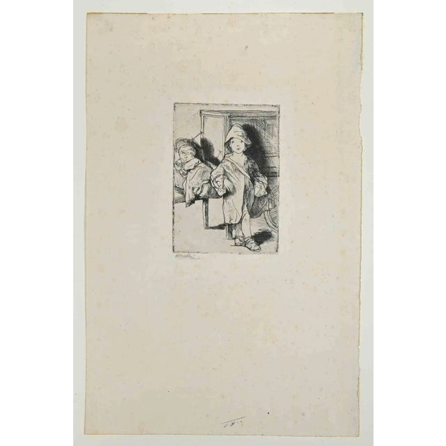 Bernard Naudin, Children, Original Etching, Early 20th-Century For Sale - Image 3 of 3