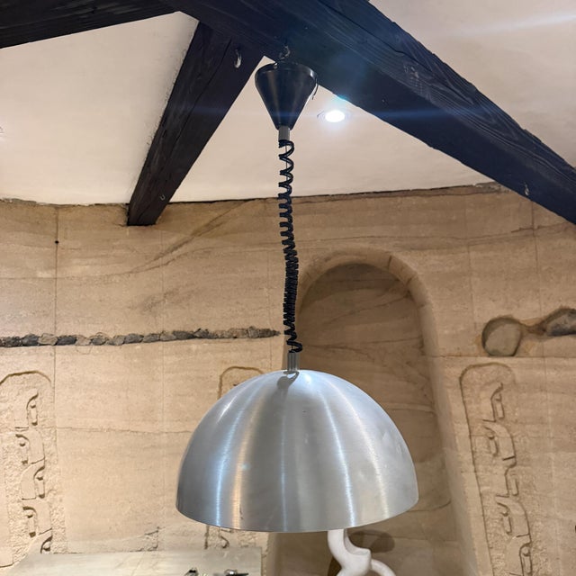 Silver Stilnovo Demilune Pendant Lamp, Aluminum & Plexiglass, Milan, Mid-Century Modern For Sale - Image 8 of 8