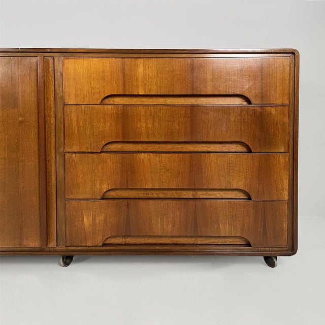 Brown Mid-Century Modern Italian Wooden Sideboard with Casters, 1960s For Sale - Image 8 of 17