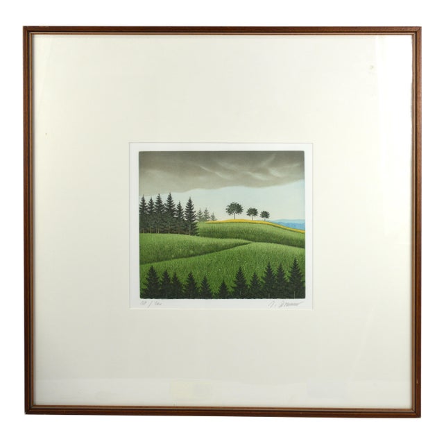 Josef Bramer (B. 1948). Lush Landscape Fine Original Lithograph Signed For Sale