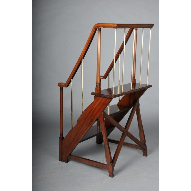 English Library Ladder in Mahogany, 20th Century For Sale - Image 5 of 18