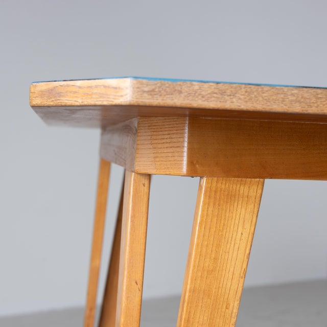 Rectangular Table with Blue Formica Top, 1950 For Sale - Image 12 of 14