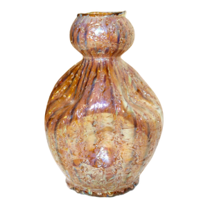 Vintage Dugan Frit Hand Blown Iridescent Art Studio Glass Textured Dimple Vase
