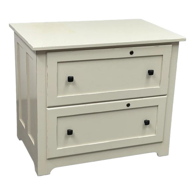 Eggshell Two Drawer File Cabinet For Sale