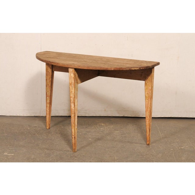 Early 20th Century Early 20th Century Swedish Scraped Wood Demi-Lune Table For Sale - Image 5 of 11