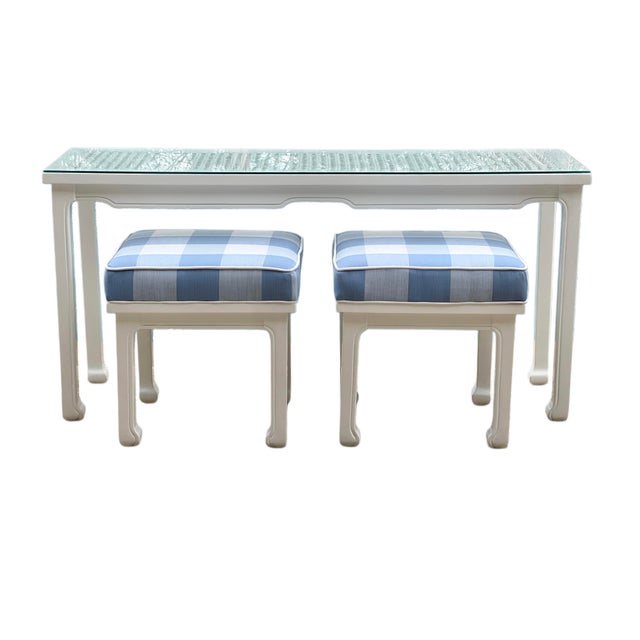 1980s Ming Style Console/Sofa Table and Matching Benches in Serena & Lily For Sale In Houston - Image 6 of 18