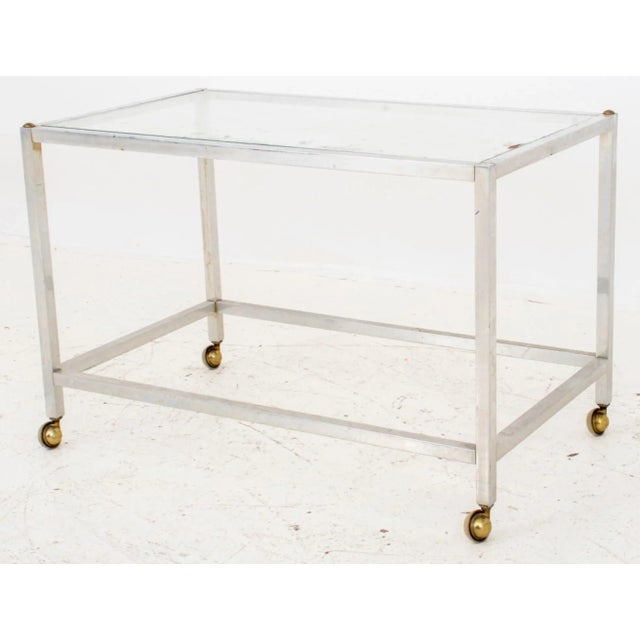 Contemporary Postmodern Glass and Chrome Bar Cart For Sale - Image 3 of 5
