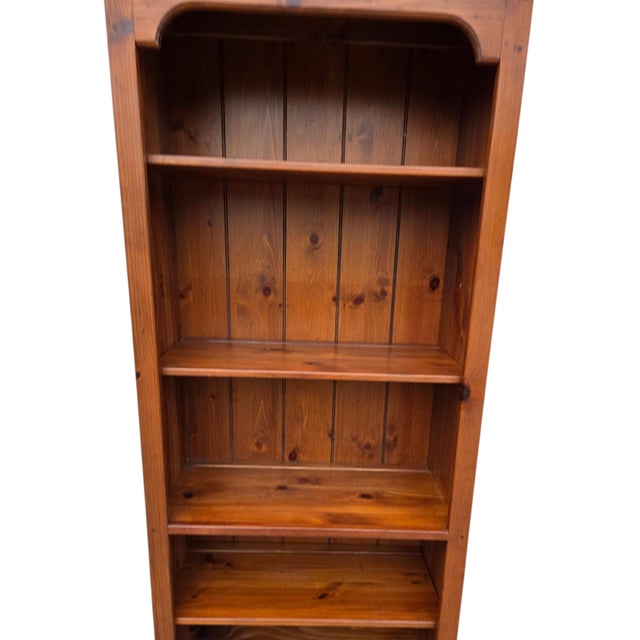 Ethan Allen Ethan Allen Country Craftsman Bookshelf Cabinet Shelf Display Knotty Pine Hutch For Sale - Image 4 of 14