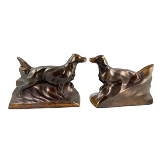 Art Deco Copper Pointer Hunting Dog Bookends - A Pair For Sale