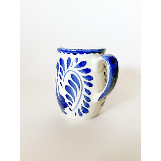 Vintage Anfora Mexico Puebla Blue Creamer Pitcher For Sale - Image 4 of 7