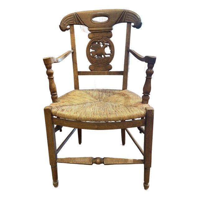 Antique 19th Century French Provincial Carved Fireside Armchair For Sale