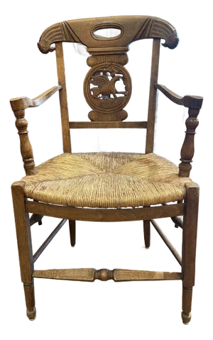 Antique 19th Century French Provincial Carved Fireside Armchair