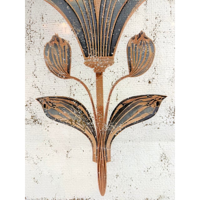 Contemporary “Sovereign” Art Deco Floral Fragment| Hand-Textured Acrylic Frame Wall Art For Sale - Image 3 of 9